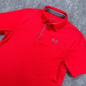 Under Armour UA Tech Polo Shirt Mens S Red Golf Performance Stretch Short Sleeve